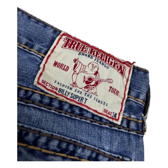 VINTAGE TRUE RELIGION Billy Super T Flare Boot Cut Designer Denim Jeans 34x34 - Picture 8 of 9